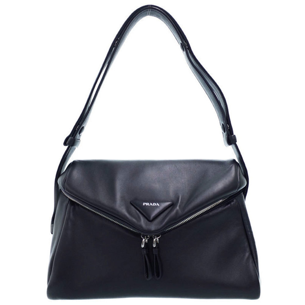 Prada Signeau Nappa Leather Shoulder Bag Black